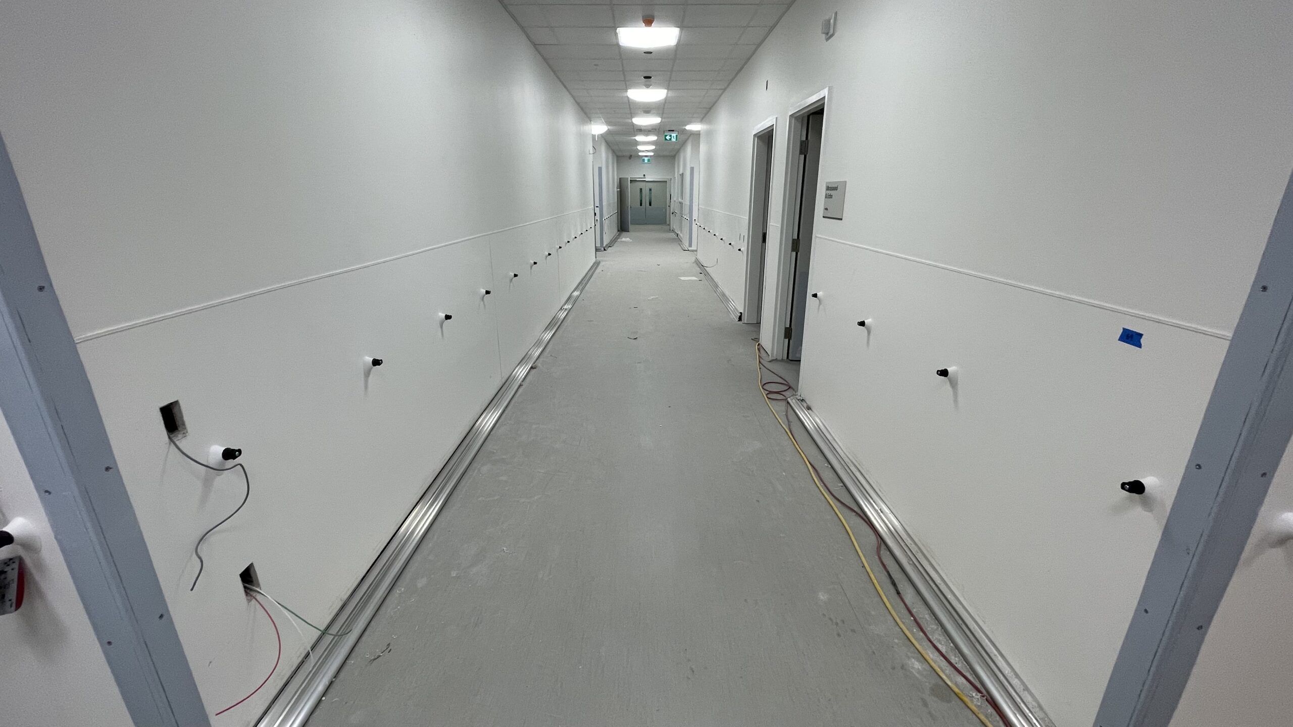 Hospital corridor with wall protection and corner guards – Markdale Hospital